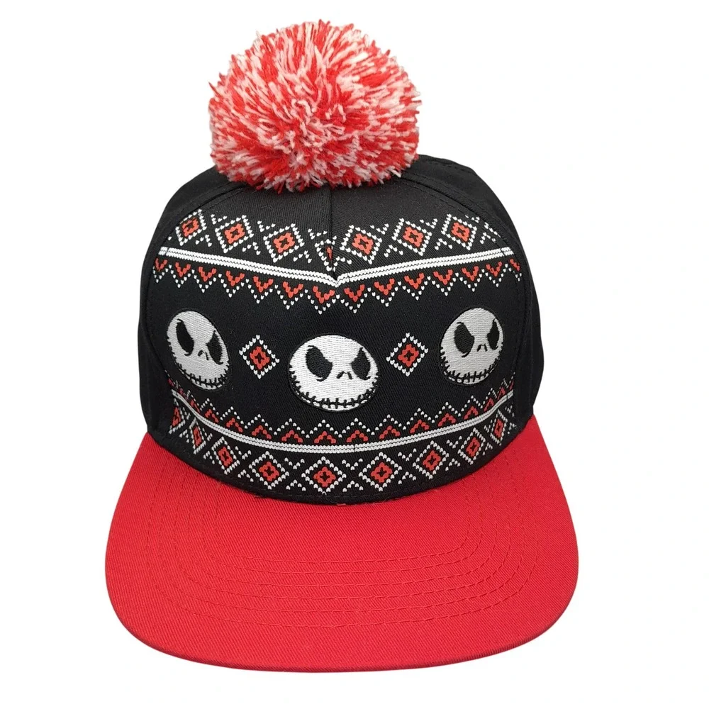 Disney Nightmare Before Christmas Jack Skellington Holiday Pom Snapback Hat